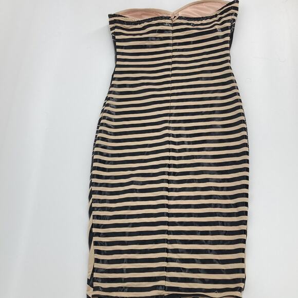 Gold Label Wow Couture Womens Tan Black Strapless Bodycon Dress Size M - Picture 2 of 11